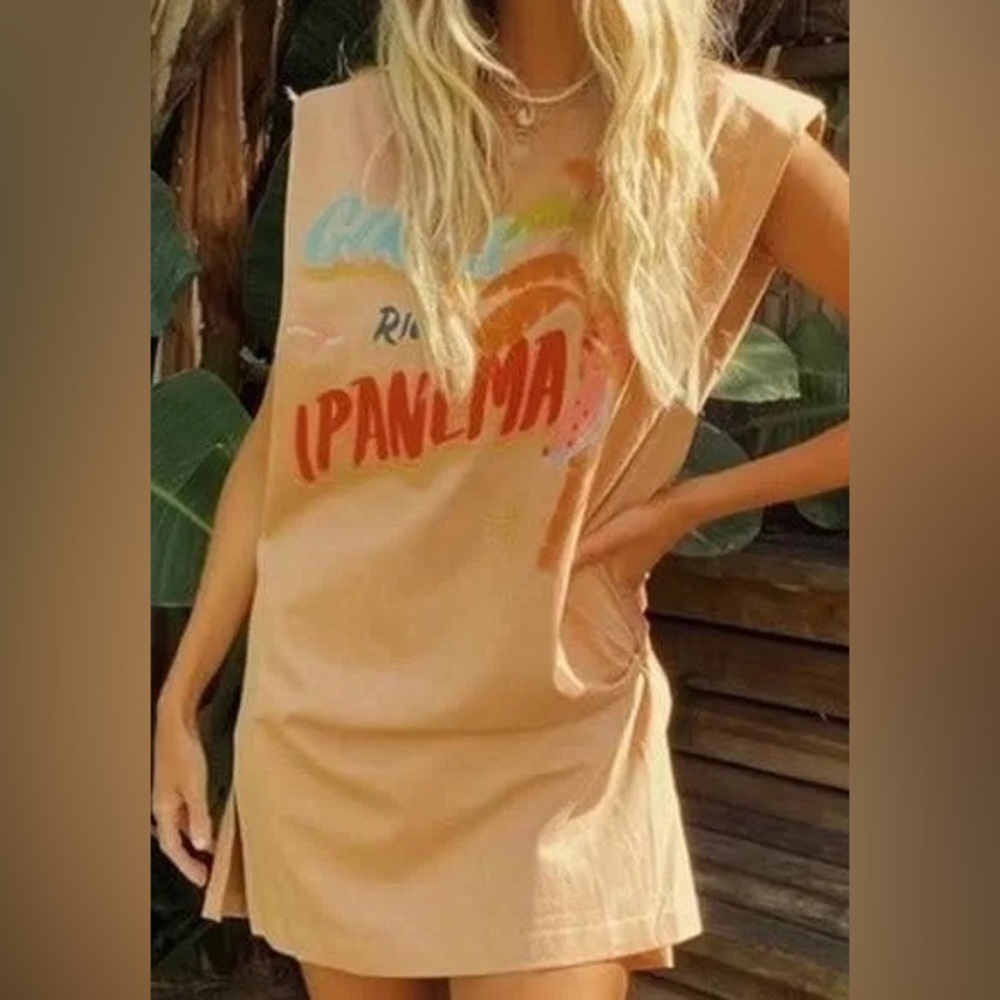 BNWT FARM Rio Brown Rio Ipanema T-Shirt Dress Size Large
